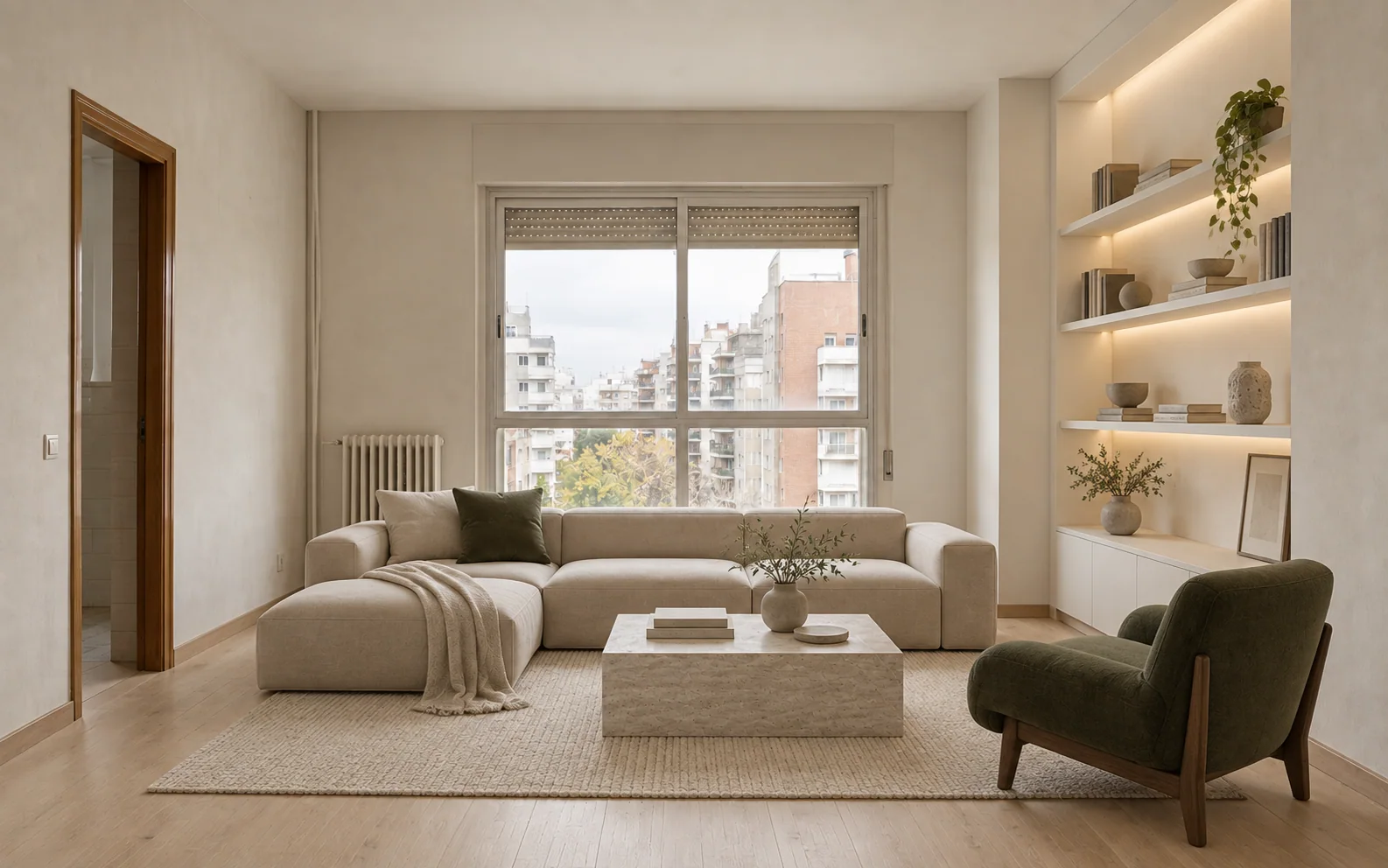 Interior contemporáneo de tonos neutros utilizado como ejemplo visual del proyecto ficticio Reformas Duero