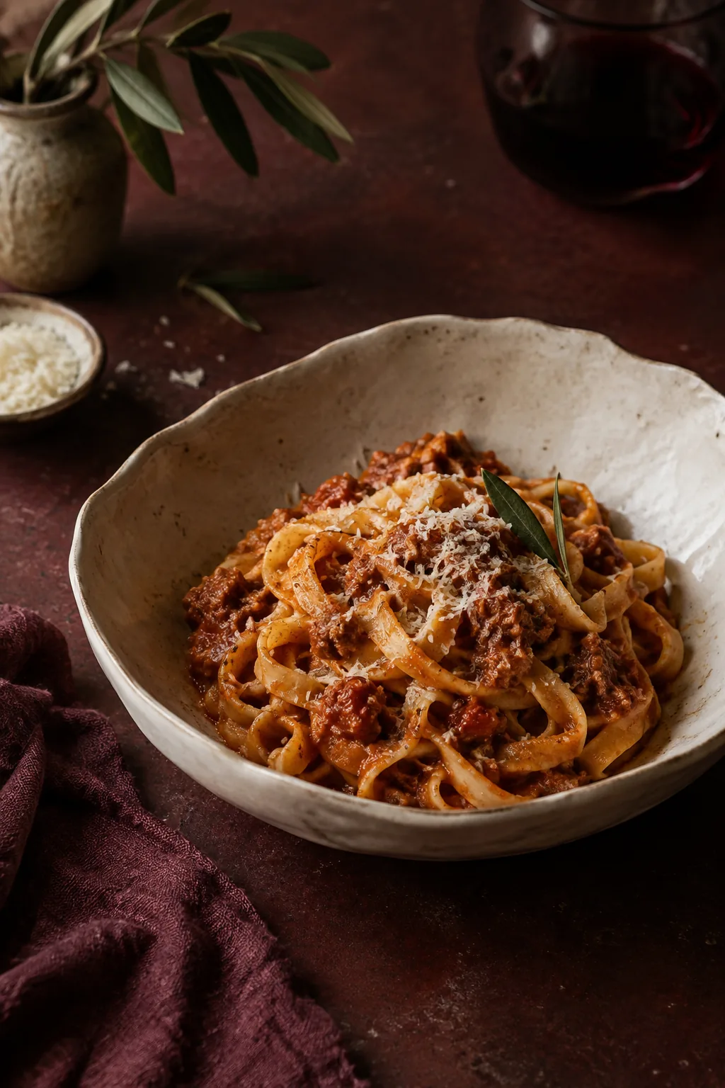 Plato de tagliatelle al ragú creado para esta demostración